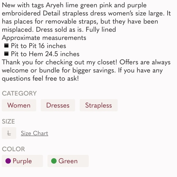 Aryeh Strapless Embroidered Hippie Boho Dress : C - Picture 7 of 7